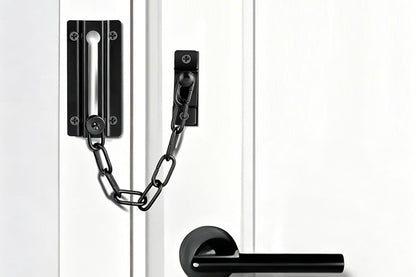 2Pcs Door Security Chain Lock Door Chain Lock with 12 Screws for Wood Door-Black V1263-JX-7439-2