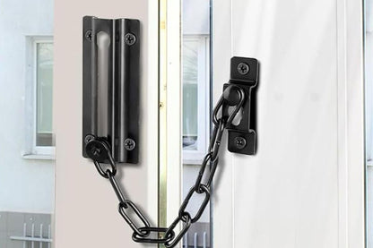 2Pcs Door Security Chain Lock Door Chain Lock with 12 Screws for Wood Door-Black V1263-JX-7439-2