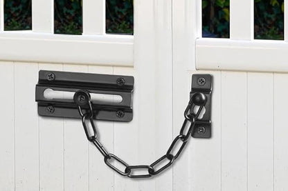 2Pcs Door Security Chain Lock Door Chain Lock with 12 Screws for Wood Door-Black V1263-JX-7439-2