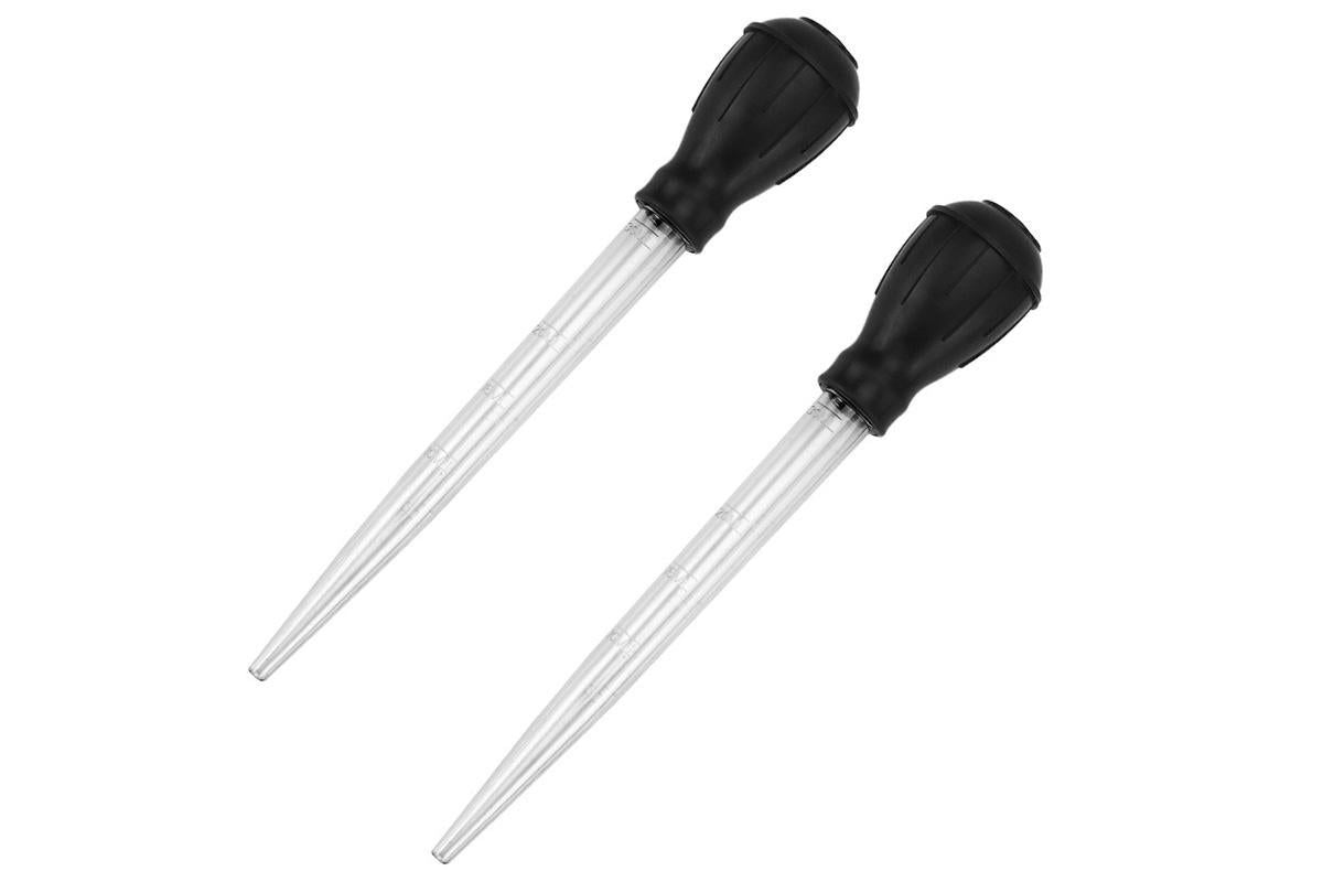 2Pcs Flower Pot Tray Water Remover Suction Drainer Tool Clear Scale Rubber Bulb V1263-JX-7441
