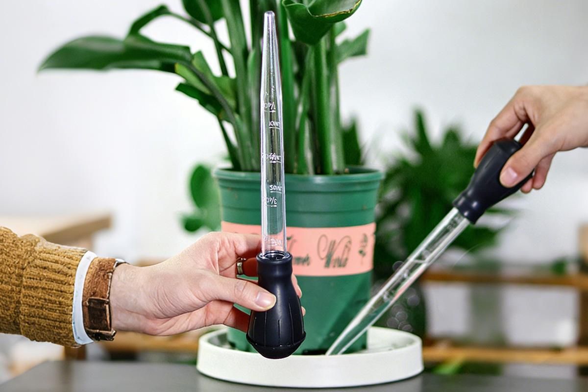 2Pcs Flower Pot Tray Water Remover Suction Drainer Tool Clear Scale Rubber Bulb V1263-JX-7441