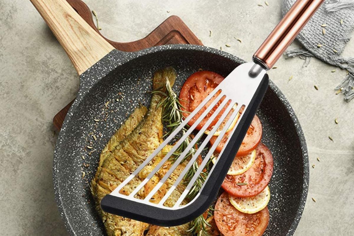 2Pcs Nonstick Cookware Spatula With Silicone Edge Heat Resistant Kitchen Cooking Thin Spatula Flipper V1263-JX-7443