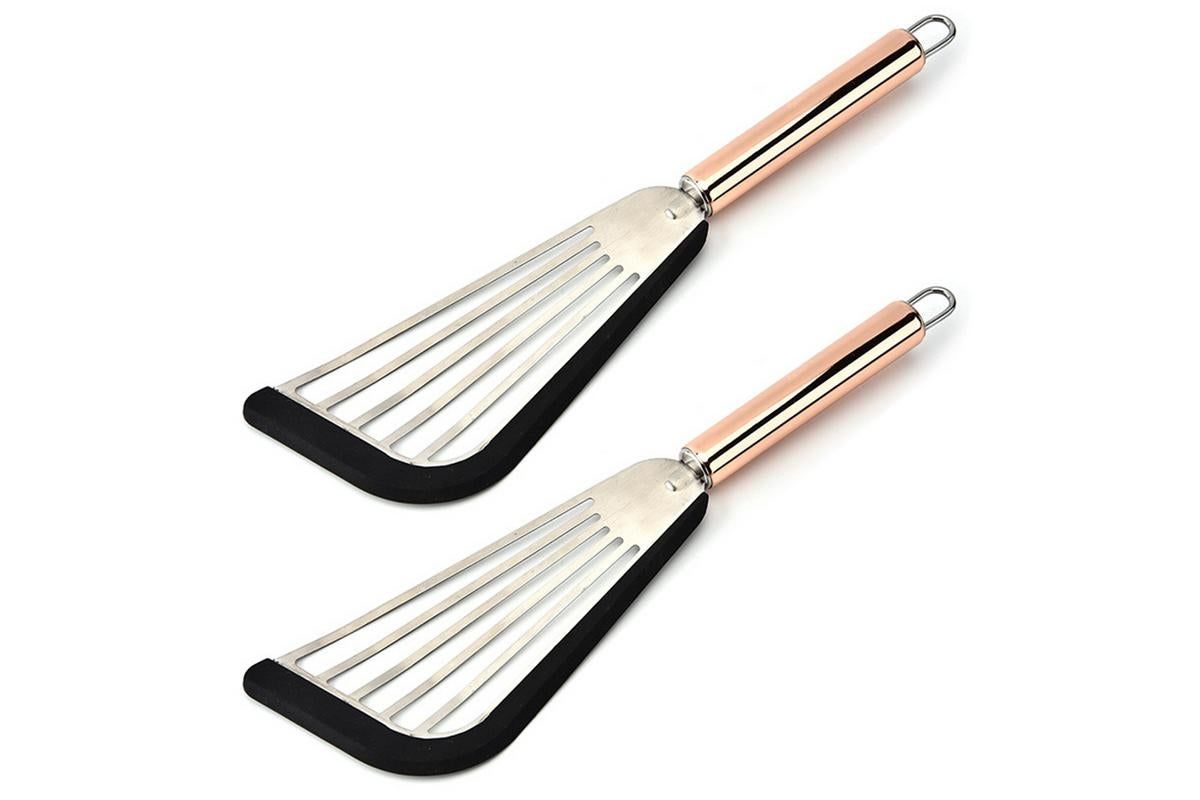 2Pcs Nonstick Cookware Spatula With Silicone Edge Heat Resistant Kitchen Cooking Thin Spatula Flipper V1263-JX-7443