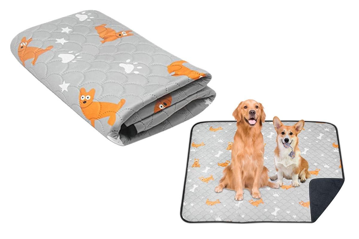2Pcs Washable Pet Dog Training Pee Pad Reusable Absorbent Cushion Pet Pee Mat-Light Gray S V1263-JX-7446-1