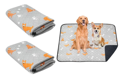 2Pcs Washable Pet Dog Training Pee Pad Reusable Absorbent Cushion Pet Pee Mat-Light Gray M V1263-JX-7446-2
