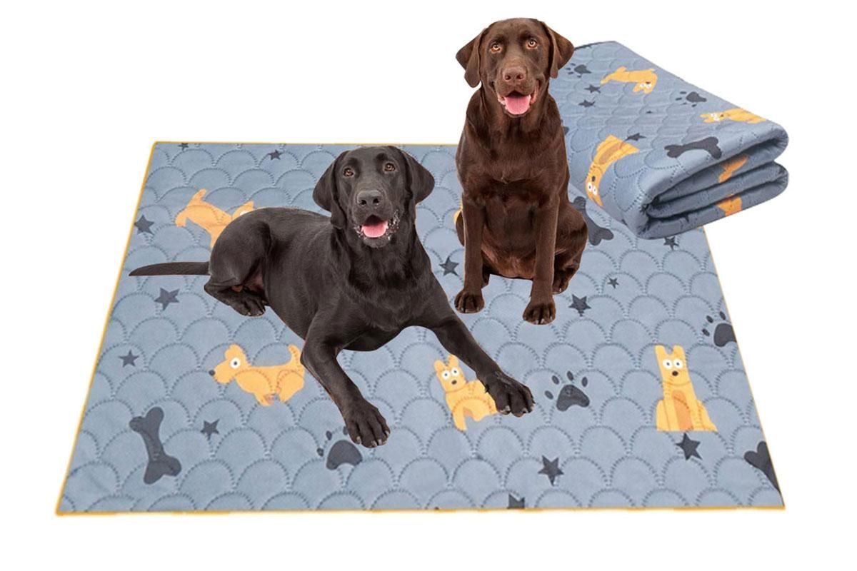2Pcs Washable Pet Dog Training Pee Pad Reusable Absorbent Cushion Pet Pee Mat-Light Gray M V1263-JX-7446-2