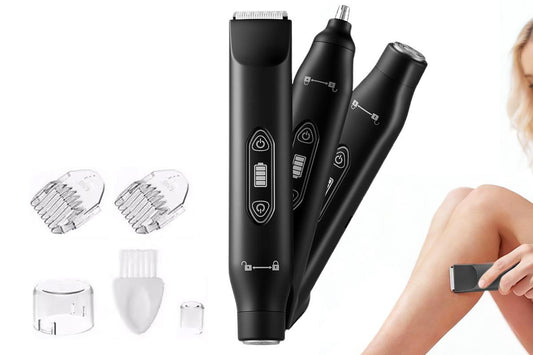 3-in-1 Electric Shaver Nose Hair Trimmer for Face Body Bikini Underarm and Legs - Black V1263-JX-7449-1