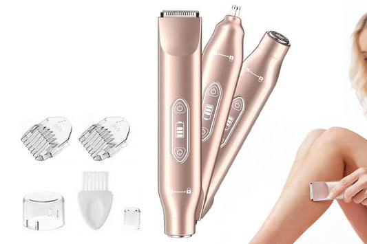 3-in-1 Electric Shaver Nose Hair Trimmer for Face Body Bikini Underarm and Legs - Rose Gold V1263-JX-7449-2