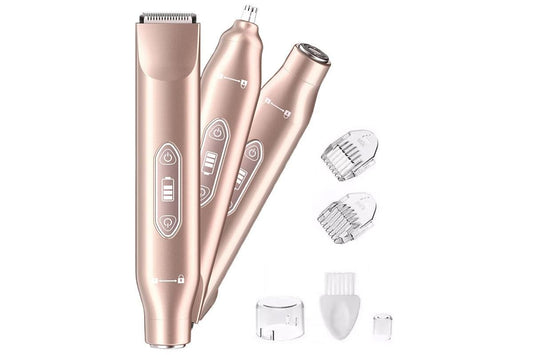 3-in-1 Electric Shaver Nose Hair Trimmer for Face Body Bikini Underarm and Legs - Rose Gold V1263-JX-7449-2