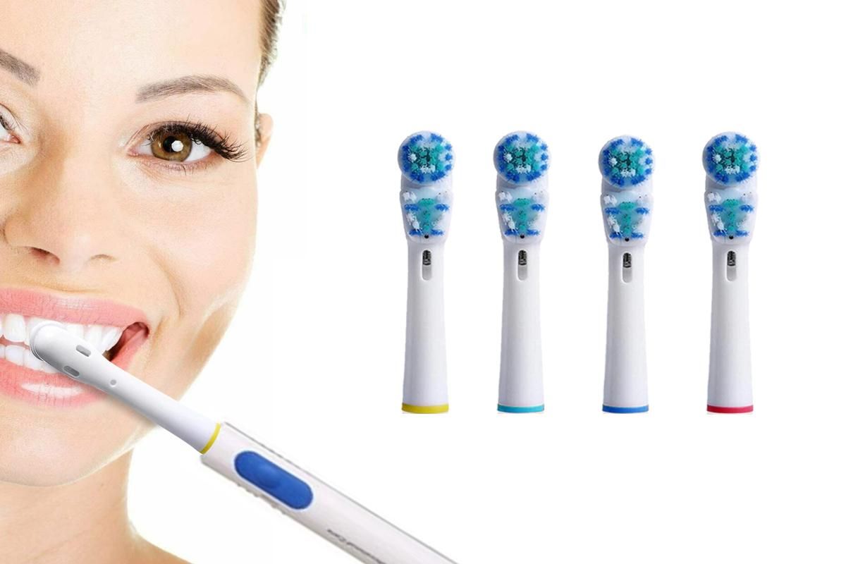 4 Piece Best Double Clean Replacement Brush Heads Compatible With Oral-B V1263-JX-7458