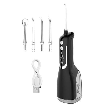 Cordless Water Flosser Teeth Cleaner 300ML Dental Flosser with 4 Jet Tips -Black V1263-JX-7469-1