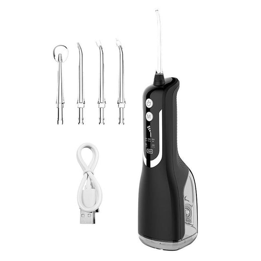Cordless Water Flosser Teeth Cleaner 300ML Dental Flosser with 4 Jet Tips -Black V1263-JX-7469-1