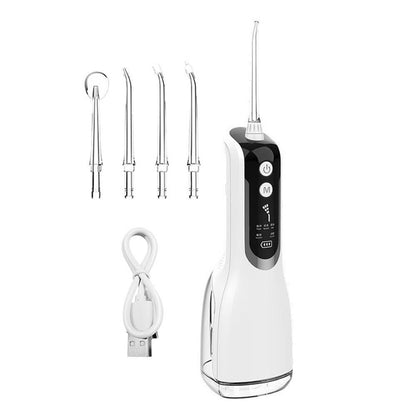 Cordless Water Flosser Teeth Cleaner 300ML Dental Flosser with 4 Jet Tips -Black V1263-JX-7469-1