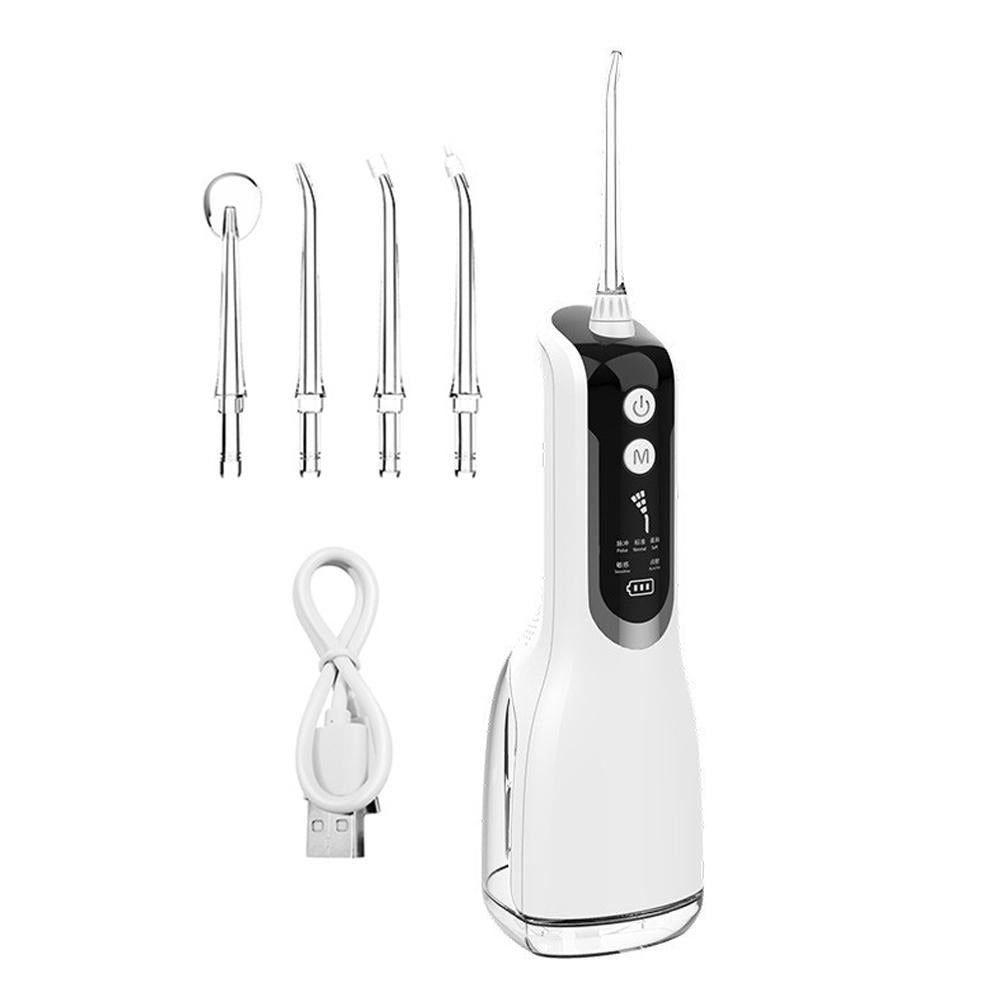 Cordless Water Flosser Teeth Cleaner 300ML Dental Flosser with 4 Jet Tips -White V1263-JX-7469-2