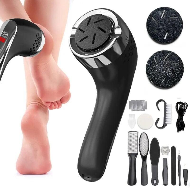 Electric Callus Remover for Feet Water-resistant 2 Speeds Pedicure Kit -Black and 12pcs kit V1263-JX-7472-1