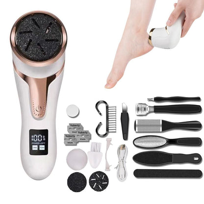 Electric Callus Remover for Feet Water-resistant 2 Speeds Pedicure Kit -White and 12pcs kit V1263-JX-7472-2