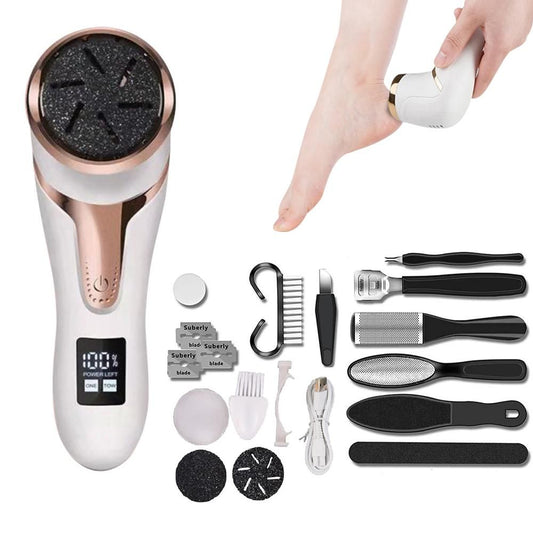 Electric Callus Remover for Feet Water-resistant 2 Speeds Pedicure Kit -White and 12pcs kit V1263-JX-7472-2