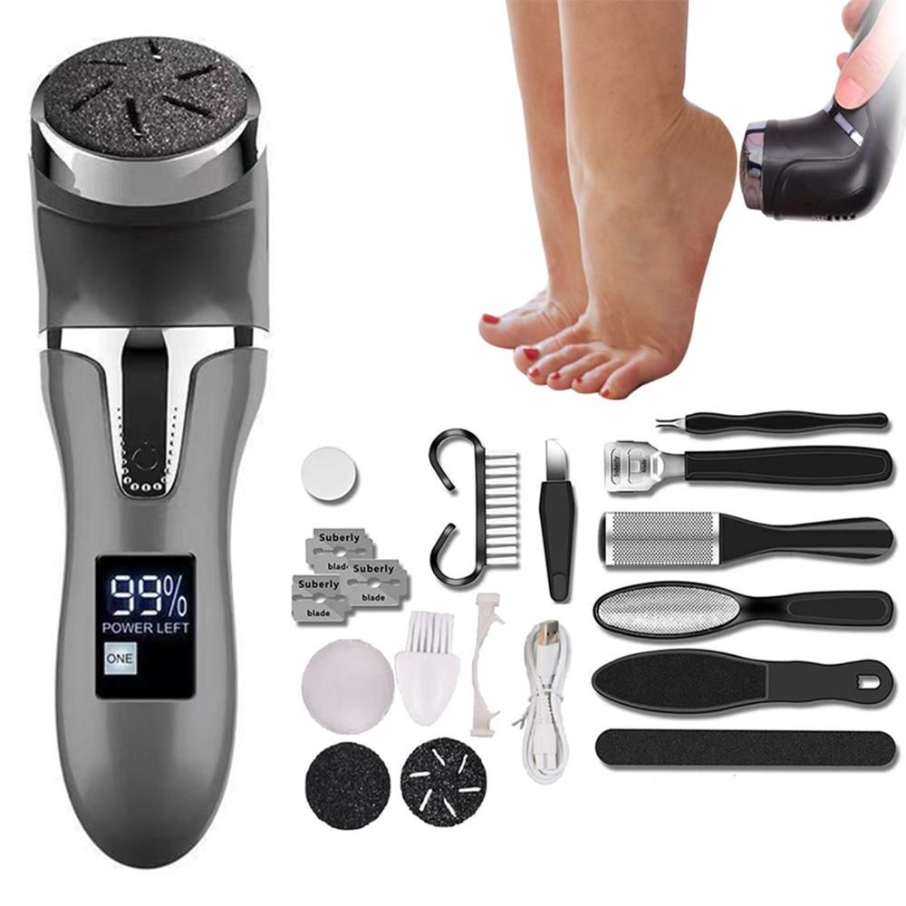 Electric Callus Remover for Feet Water-resistant 2 Speeds Pedicure Kit -White and 12pcs kit V1263-JX-7472-2
