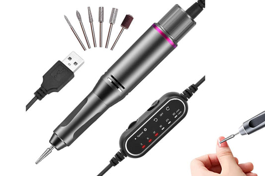 Electric Manicure Tools Kit File Machine Cordless Nail Drill Trimmer Nail Grind Trim Polish-Gray V1263-JX-7476-1