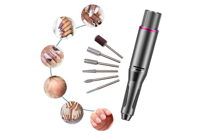 Electric Manicure Tools Kit File Machine Cordless Nail Drill Trimmer Nail Grind Trim Polish-Gray V1263-JX-7476-1