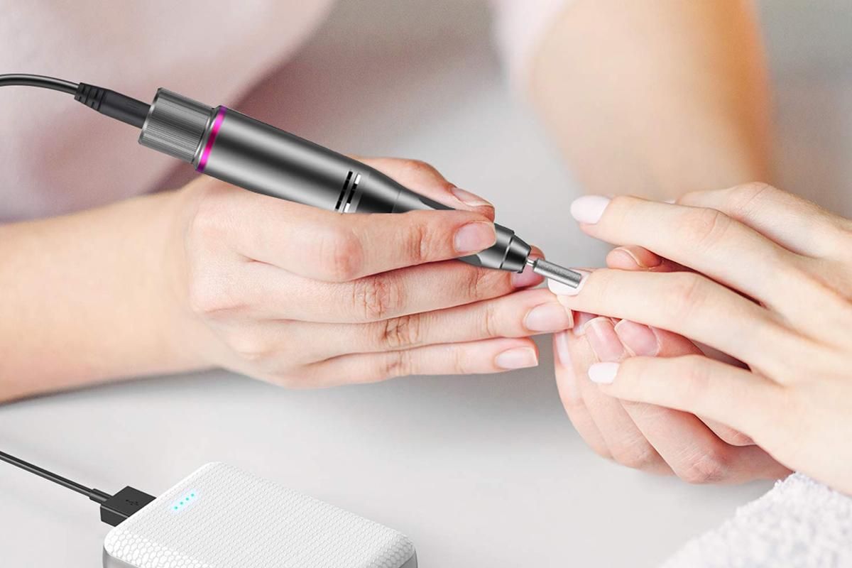 Electric Manicure Tools Kit File Machine Cordless Nail Drill Trimmer Nail Grind Trim Polish-Gray V1263-JX-7476-1
