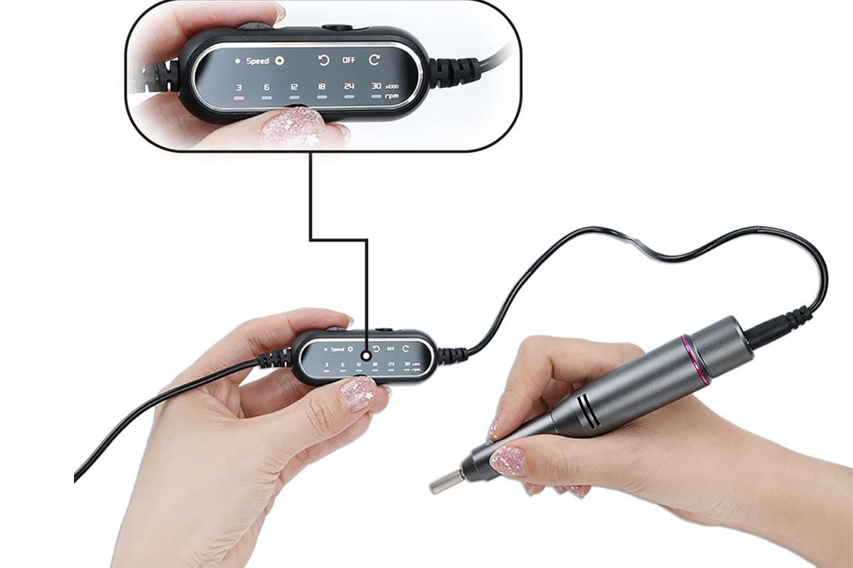 Electric Manicure Tools Kit File Machine Cordless Nail Drill Trimmer Nail Grind Trim Polish-Gray V1263-JX-7476-1