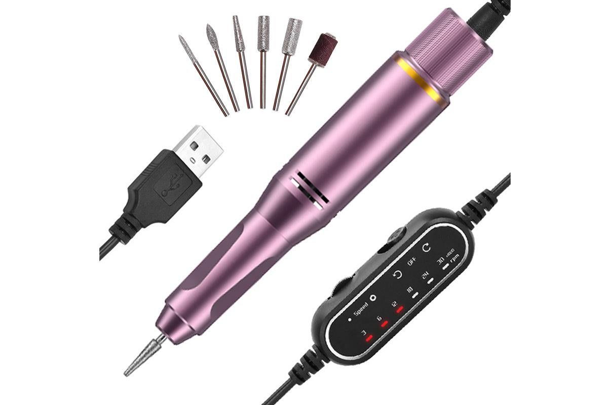 Electric Manicure Tools Kit File Machine Cordless Nail Drill Trimmer Nail Grind Trim Polish-Purple V1263-JX-7476-2