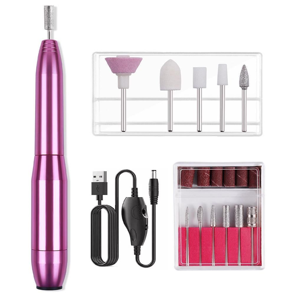 Electric Nail Drill Kit Cordless Nail Drill Portable USB Rechargeable Manicure Pedicure Tools for Acrylic Gel V1263-JX-7477-1