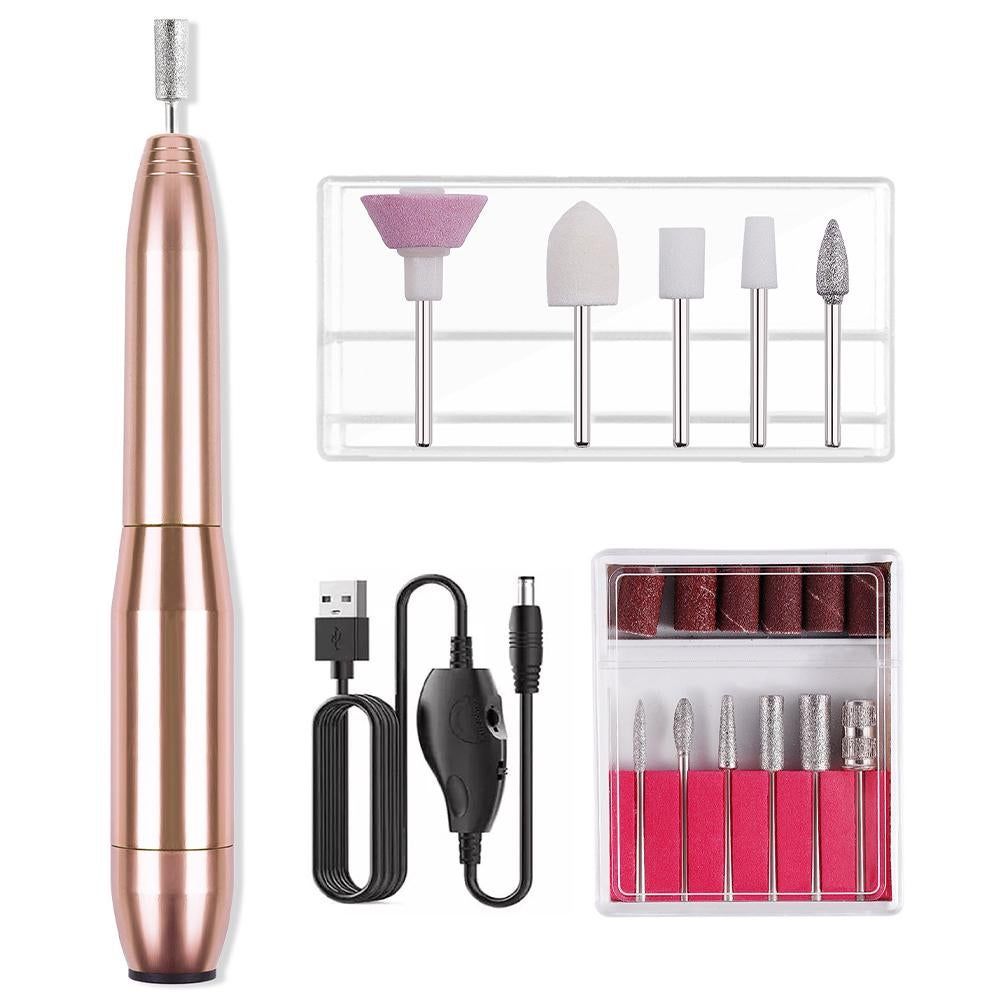 Electric Nail Drill Kit Cordless Nail Drill Portable USB Rechargeable Manicure Pedicure Tools for Acrylic Gel V1263-JX-7477-1