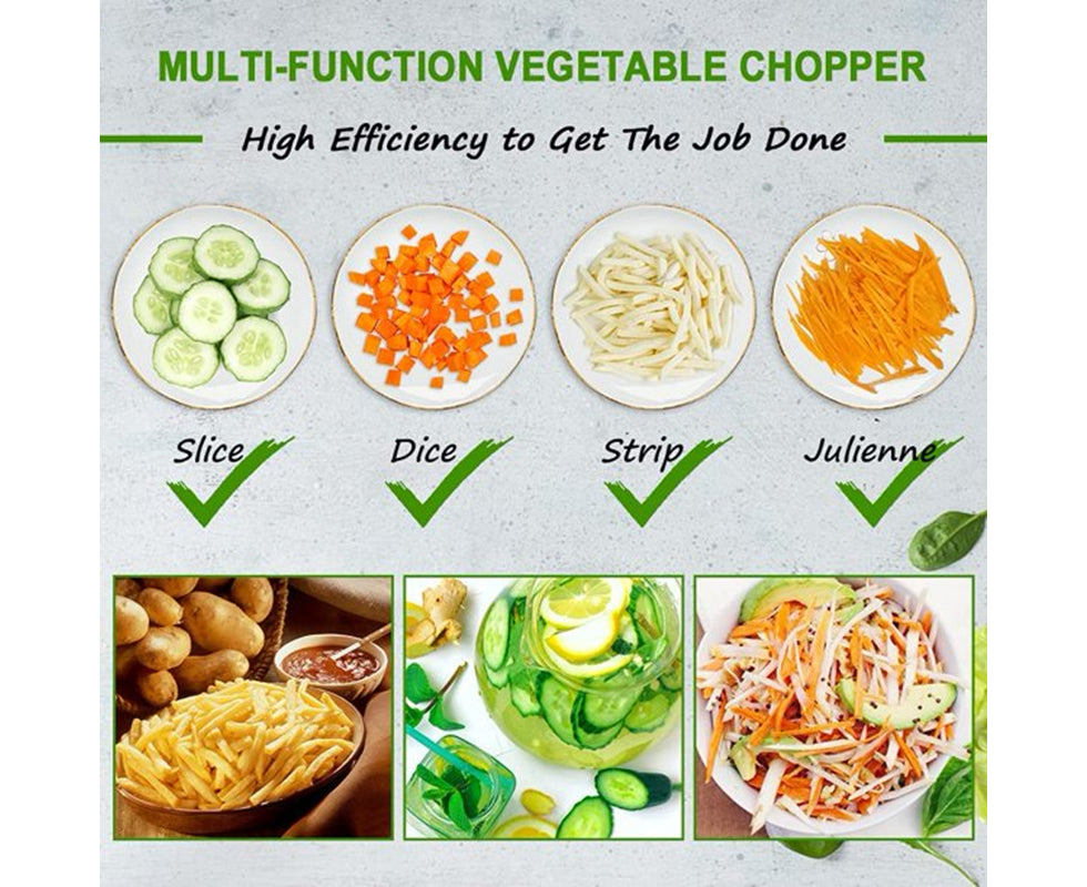 4 in 1 Multifunctional Kitchen Chopping Artifact Vegetable Slicer Food Chopper Green V1263-JX-748