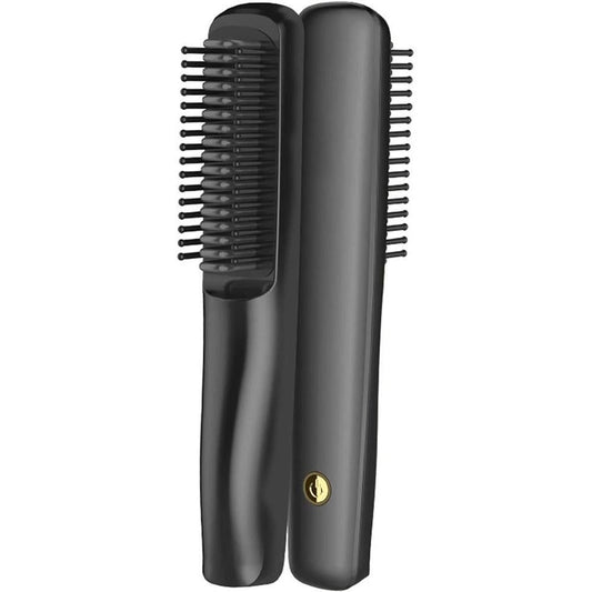 Hair Straightener Brush Fast Heating Electric Hot Negative Ion Straightening Comb for Home Salon -Black V1263-JX-7481