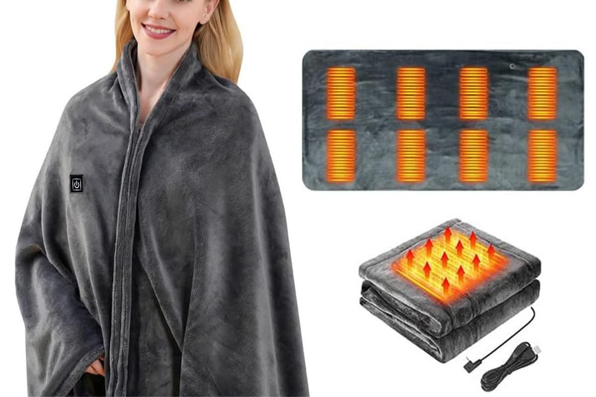 Heated Shawl Wraps for Women USB Wireless Heated Blanket with 3 Heating Levels V1263-JX-7484