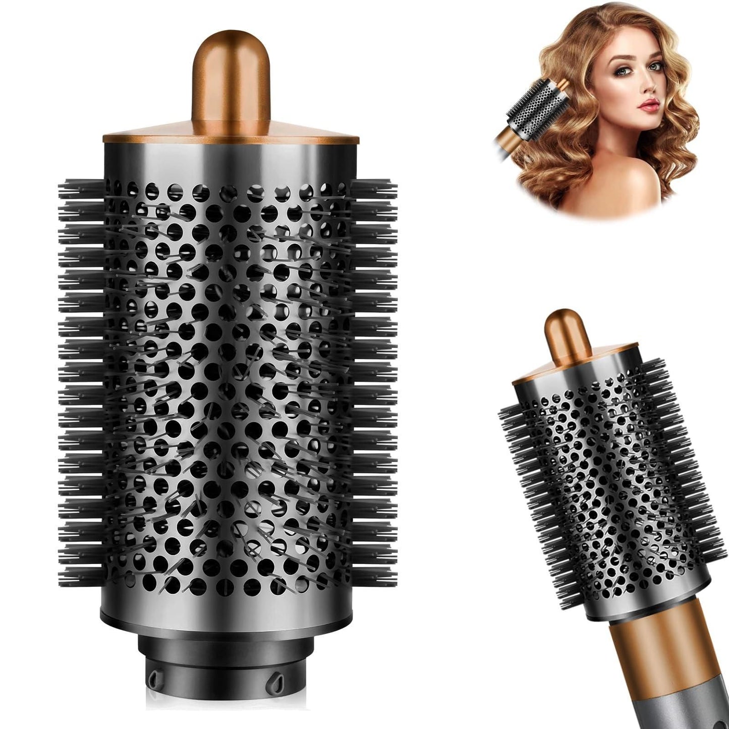 Large Round Volumizing Brush Attachment Compatible with Dyson Airwrap HS01/05/08-Gold V1263-JX-7485-1
