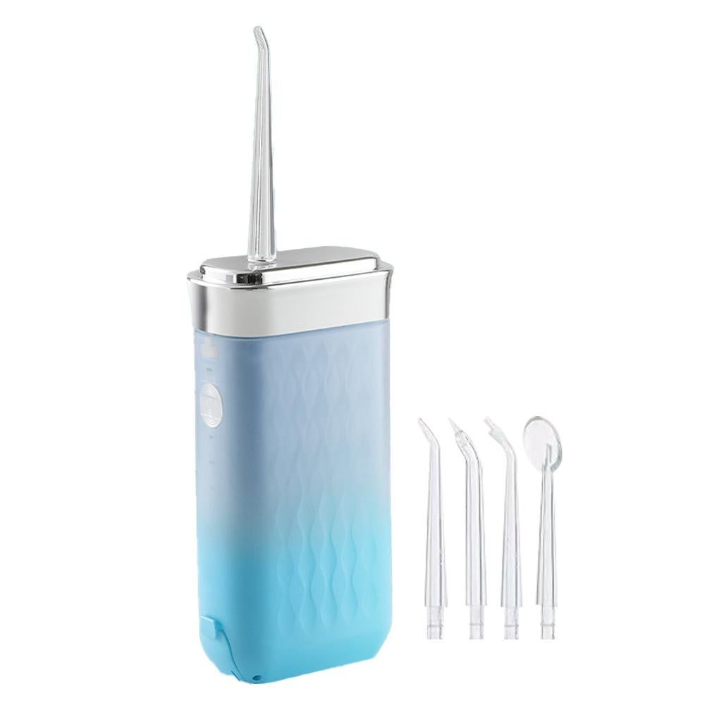 Mini Portable Oral Irrigator Rechargeable Water Dental Flosser With Stretchable Water Tan -Blue V1263-JX-7488-3