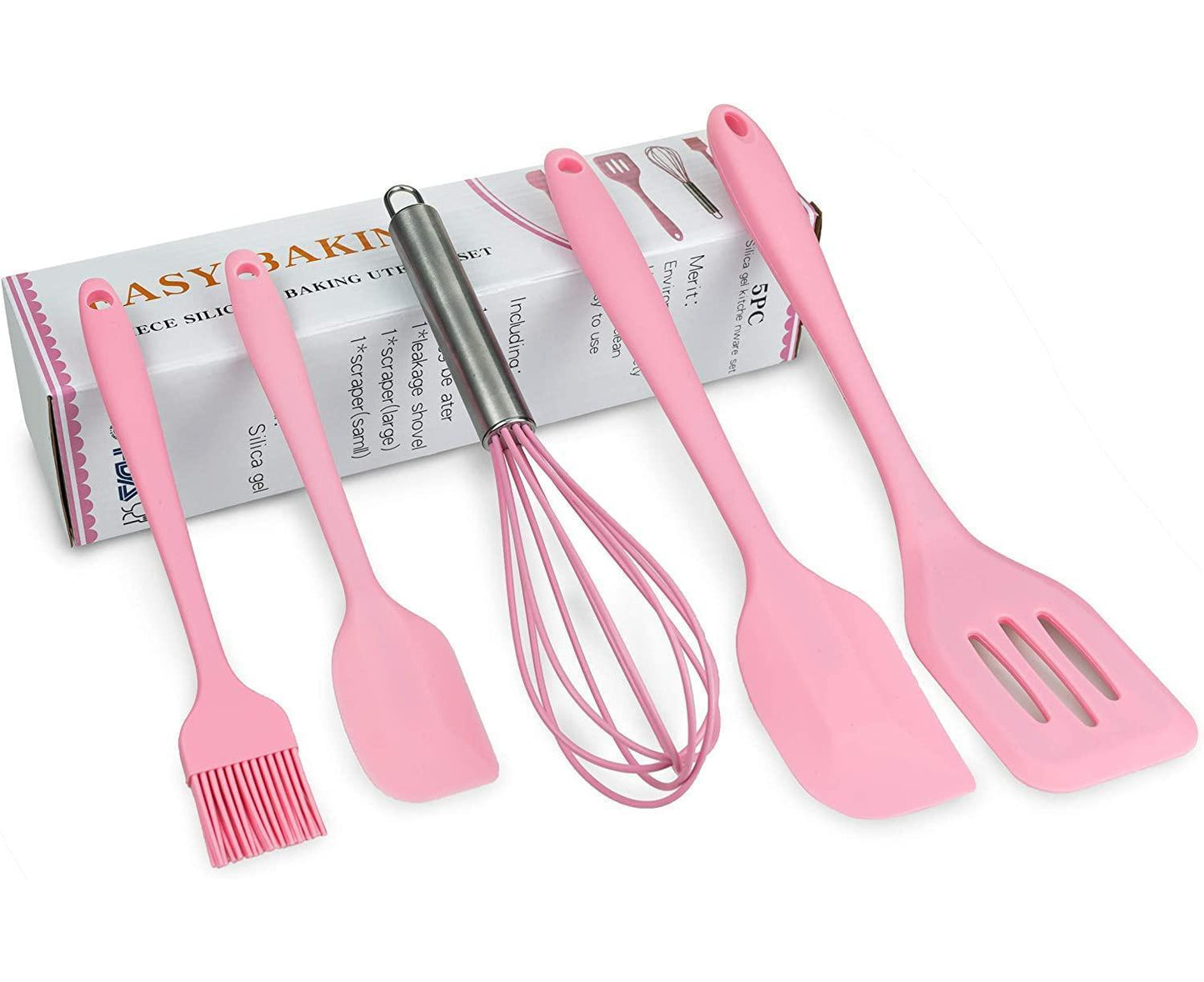 Silicone Baking Utensils Set - Heat-Resistant - Pink V1263-JX-749