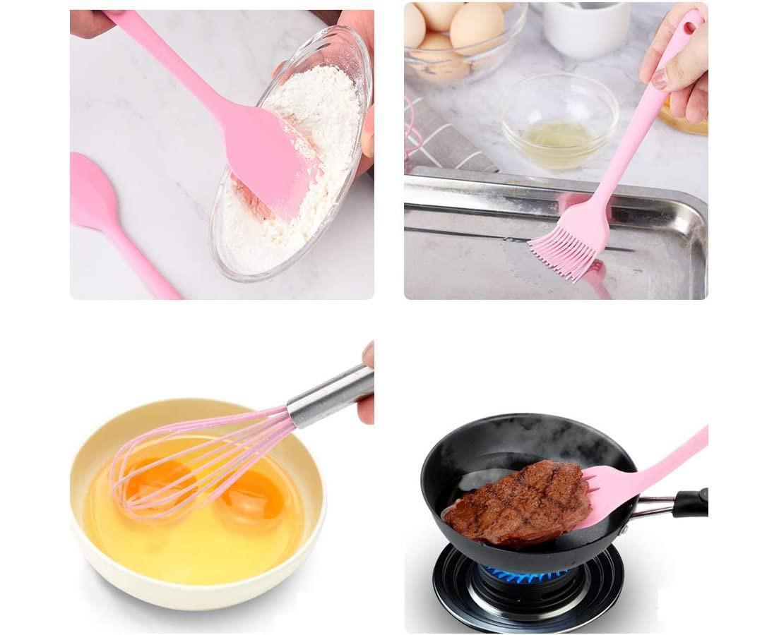 Silicone Baking Utensils Set - Heat-Resistant - Pink V1263-JX-749