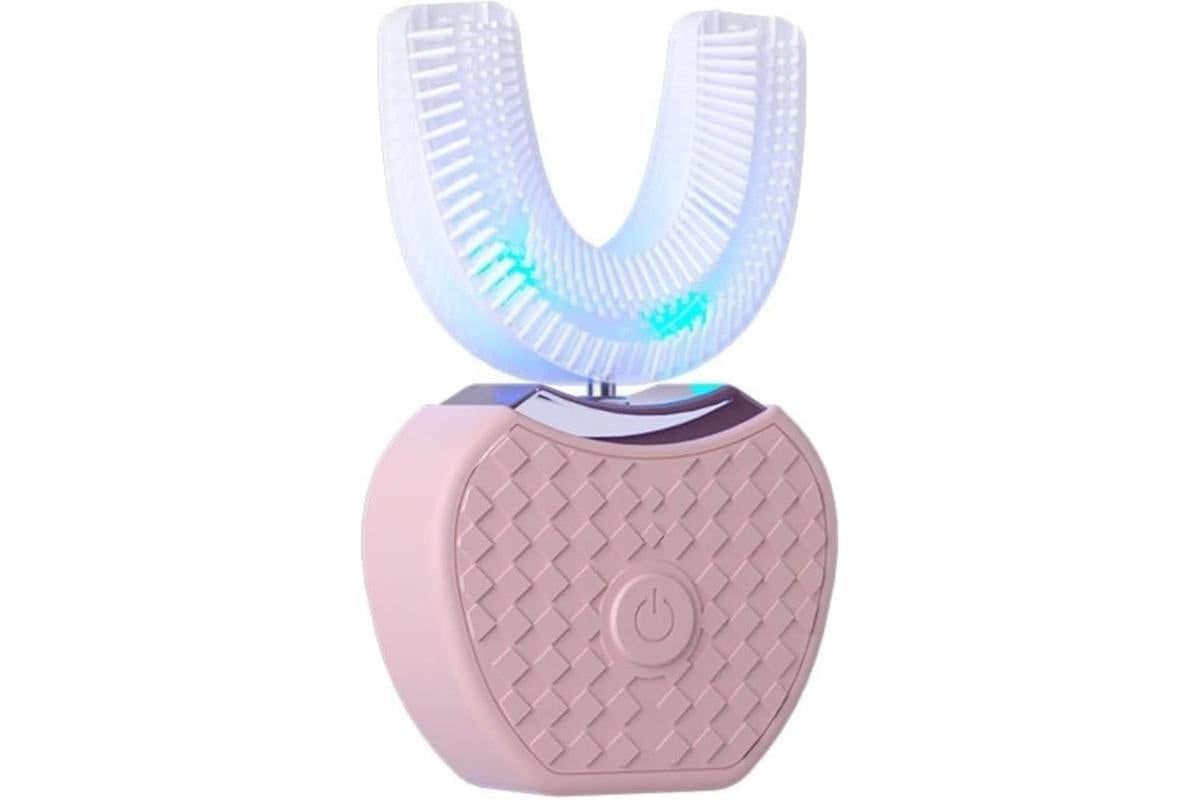 U-Shaped Electric Toothbrush 360-degree Sonic Cleaning Tooth Brush for Adults-pink V1263-JX-7493-2