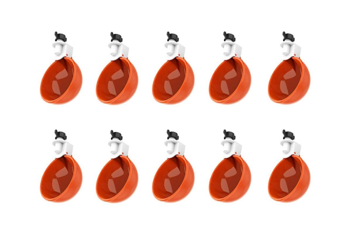 10Pcs Chicken Water Cup Feeder Automatic Drinking Bowl Poultry Cup-Orange V1263-JX-7497