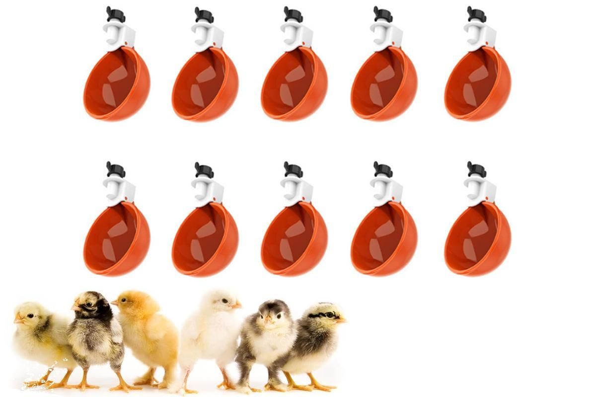 10Pcs Chicken Water Cup Feeder Automatic Drinking Bowl Poultry Cup-Orange V1263-JX-7497
