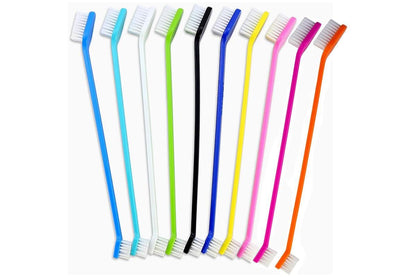 10 Pcs Pet Toothbrush Dual-End Long Handle for Dogs Cats V1263-JX-7498