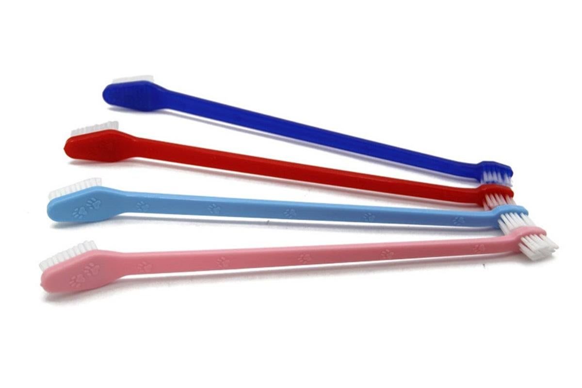 10 Pcs Pet Toothbrush Dual-End Long Handle for Dogs Cats V1263-JX-7498