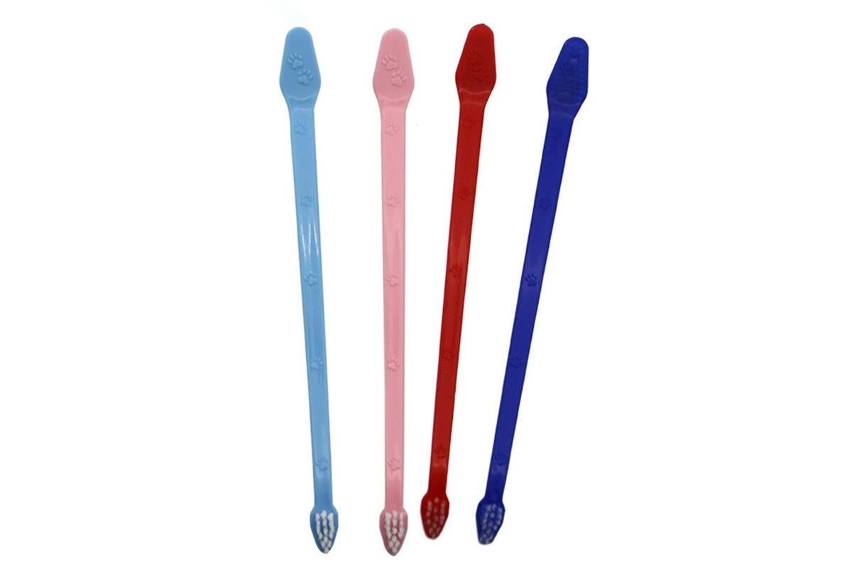10 Pcs Pet Toothbrush Dual-End Long Handle for Dogs Cats V1263-JX-7498