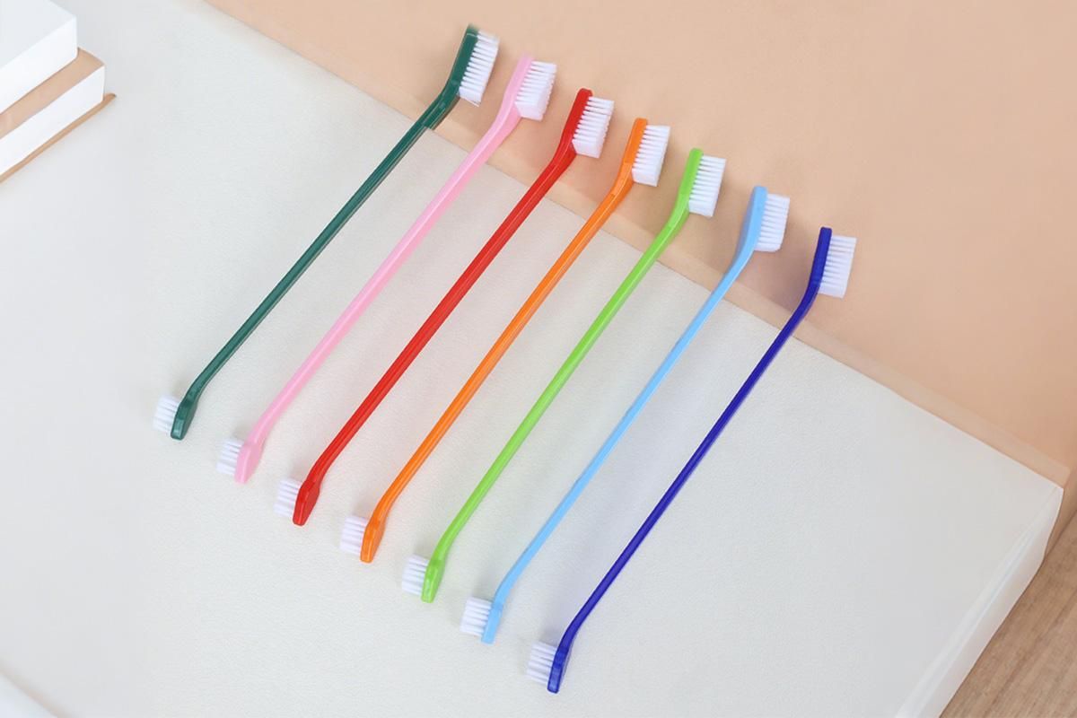10 Pcs Pet Toothbrush Dual-End Long Handle for Dogs Cats V1263-JX-7498