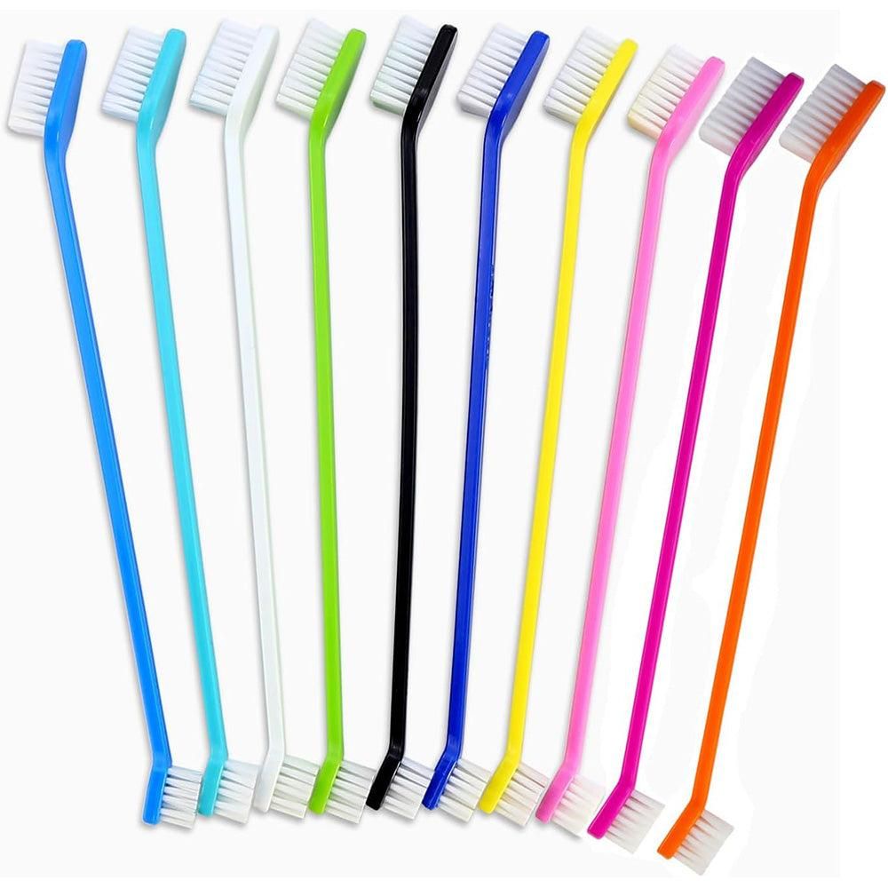 10 Pcs Pet Toothbrush Dual-End Long Handle for Dogs Cats V1263-JX-7498