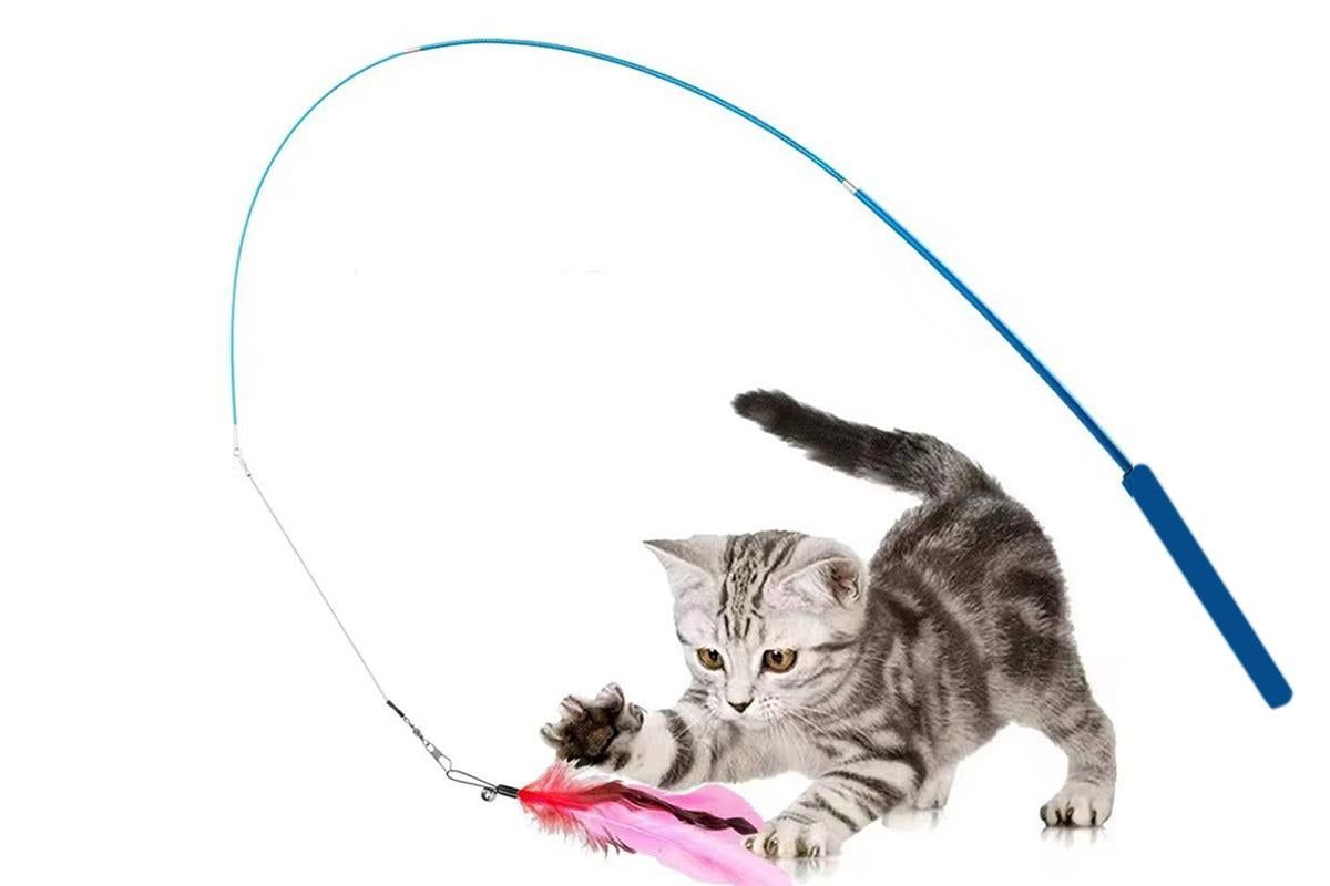12Pcs Kitten Cat Feather Toy Bell Wand Teaser Rod Interactive Play Pet Toy V1263-JX-7499