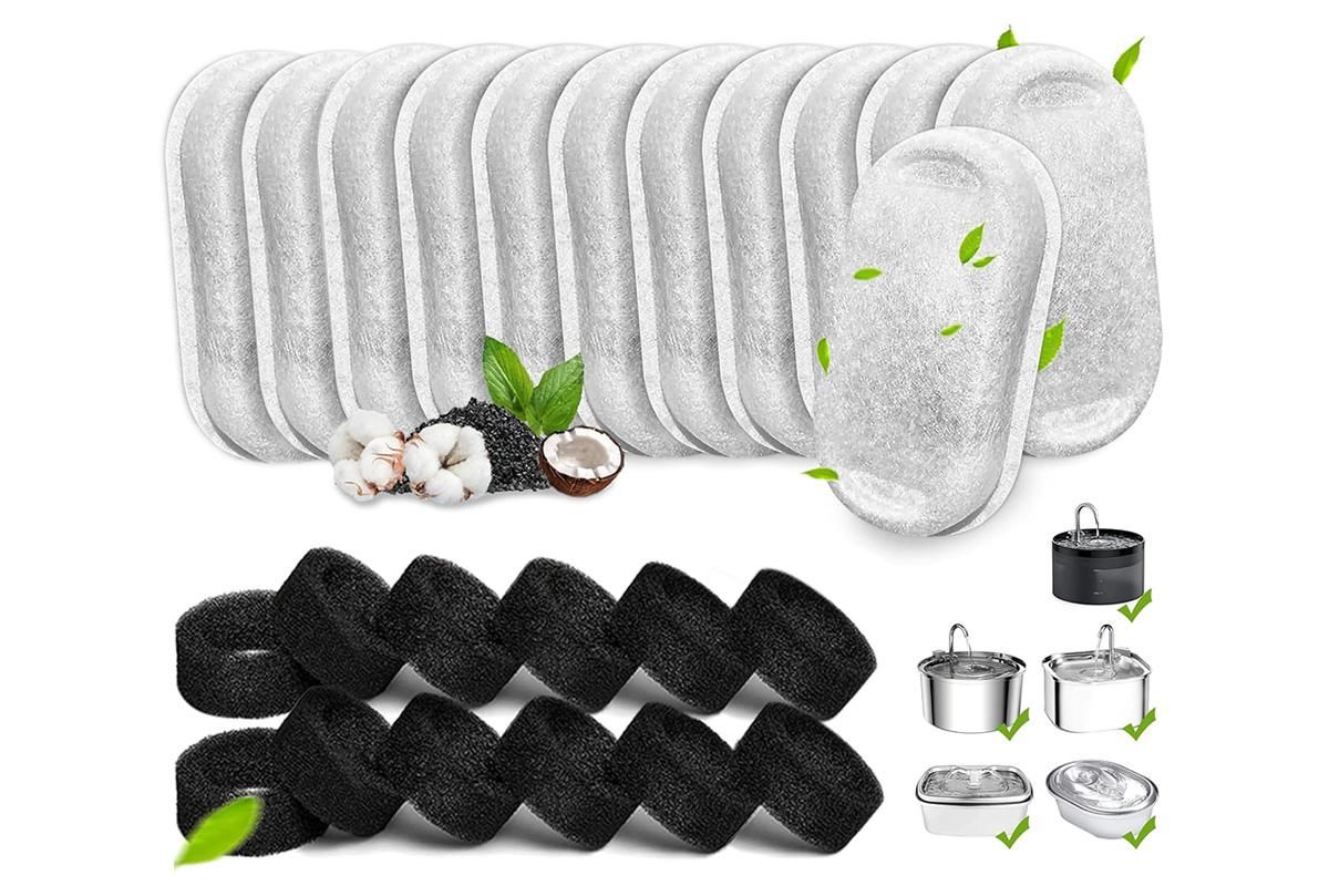 12 Sets Carbon Filters Water Fountain Replacement for Pet Dog Cat Water Drinking V1263-JX-7500