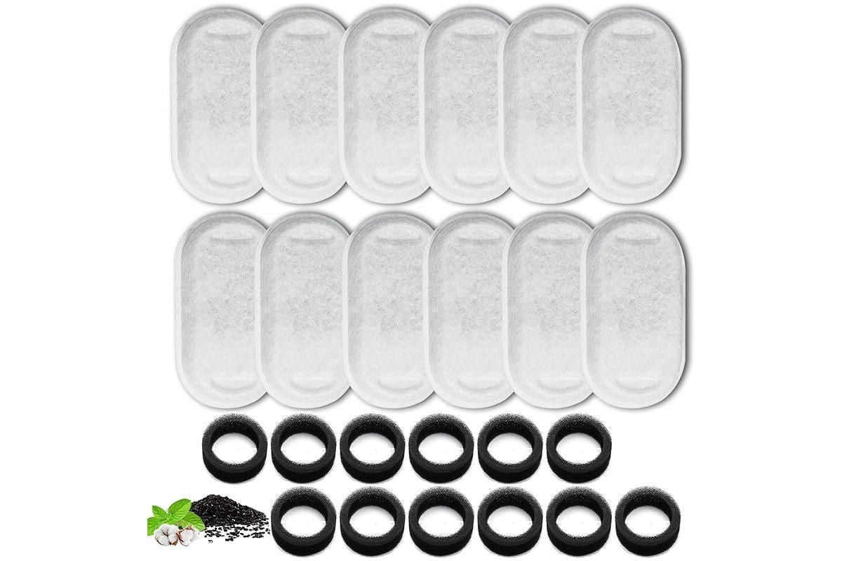 12 Sets Carbon Filters Water Fountain Replacement for Pet Dog Cat Water Drinking V1263-JX-7500