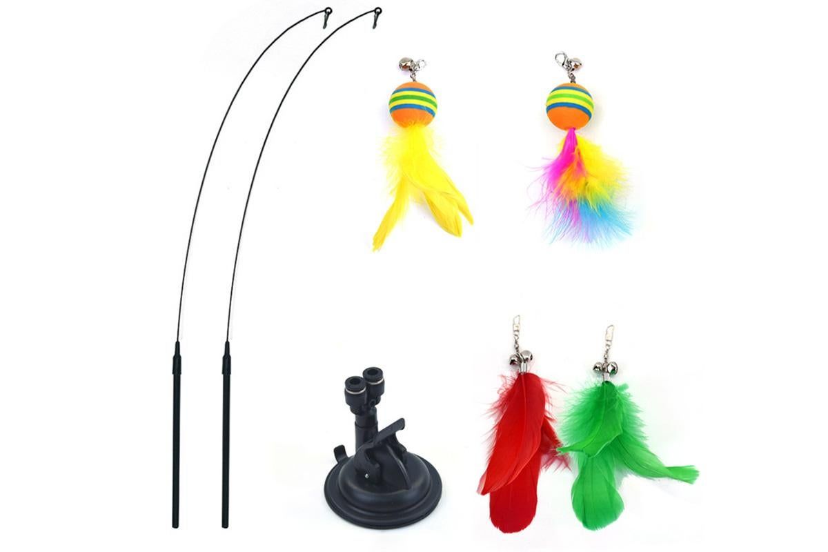 20Pcs Interactive Cat Wand Toys with Feather Replacements for Cats Play and Exercise V1263-JX-7502