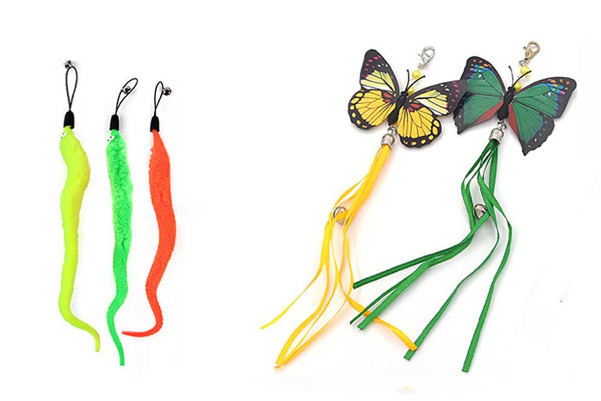 20Pcs Interactive Cat Wand Toys with Feather Replacements for Cats Play and Exercise V1263-JX-7502