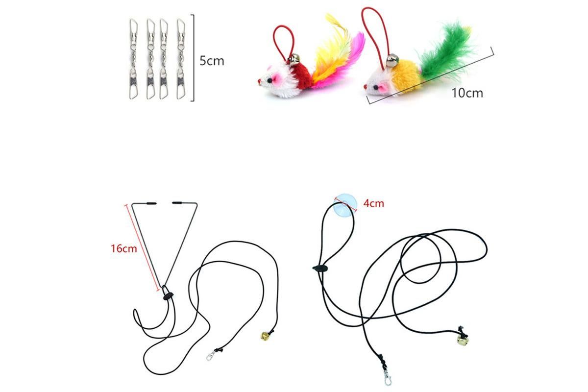 20Pcs Interactive Cat Wand Toys with Feather Replacements for Cats Play and Exercise V1263-JX-7502
